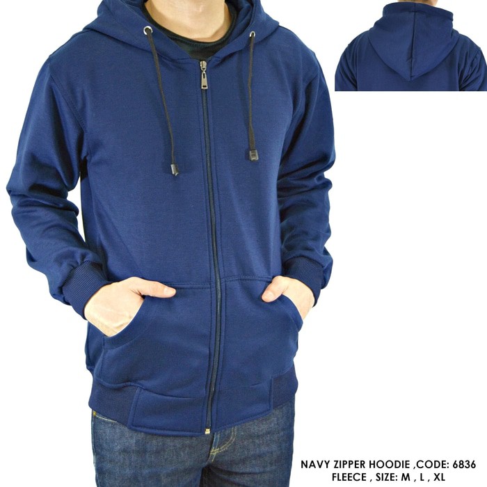 JAKET SWEATER HOODIE ZIPPER RESLETING BIRU POLOS COWOK PRIA