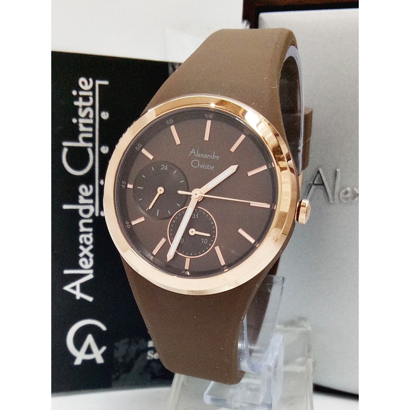 Jam Tangan Wanita Alexandre Christie AC 2663 BF DBWRG Rubber Original