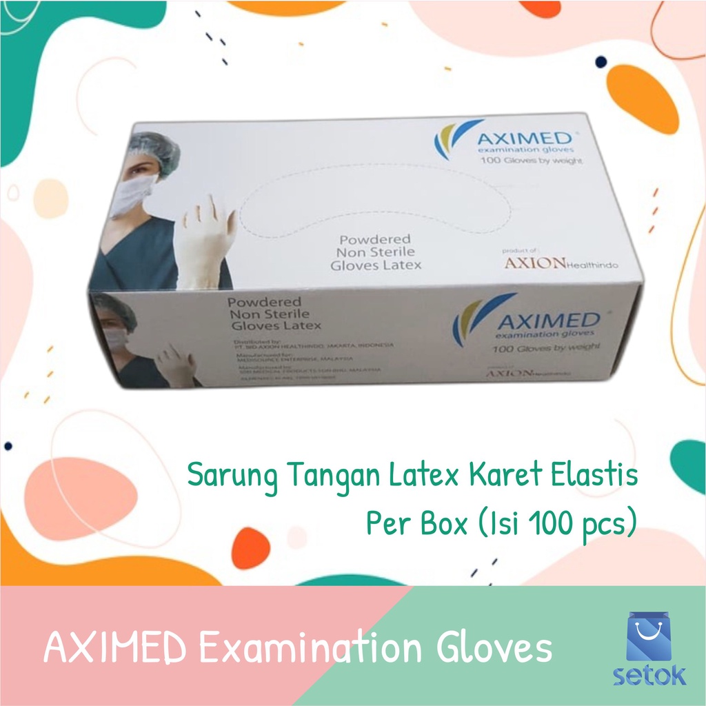 AXIMED Gloves - Sarung Tangan Latex - Sarung Tangan Medis - Per Box 100 Pcs