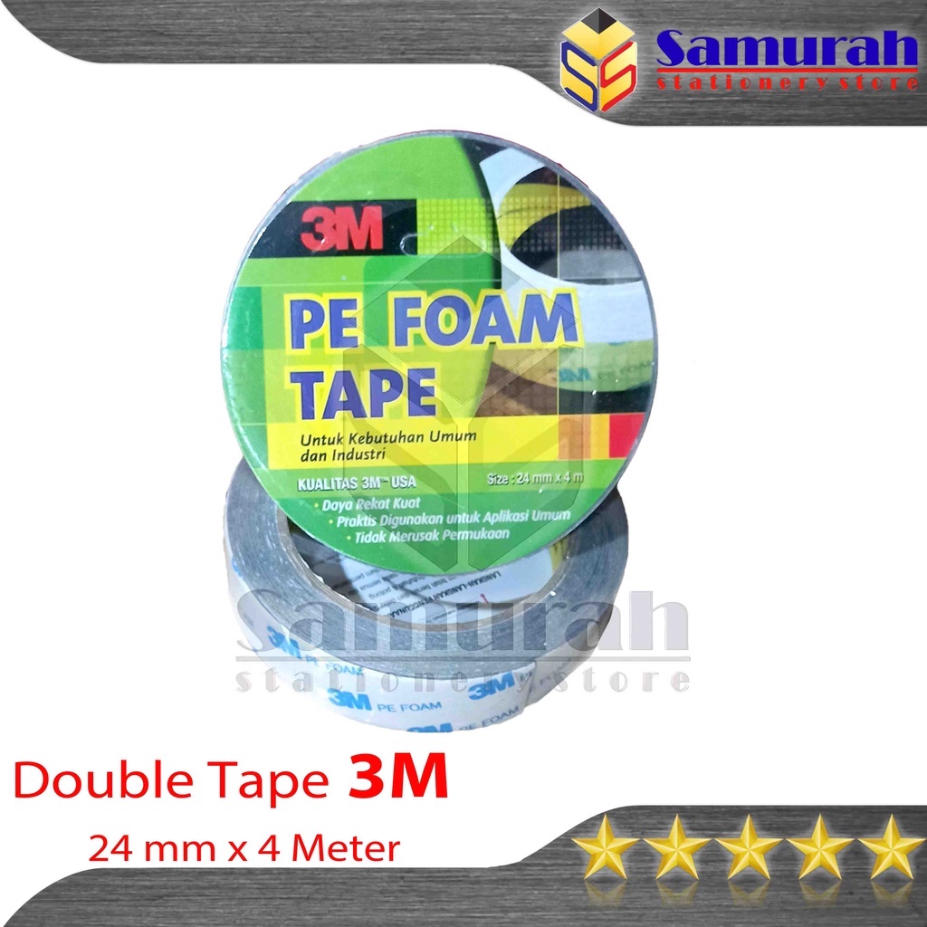 

Double Tape Busa 3M Lebar 24 mm / Foam Tape 3 M - 1 Inch Panjang 4 Meter / Dobel Tip 1" 2,4 cm Lem 2 Sisi