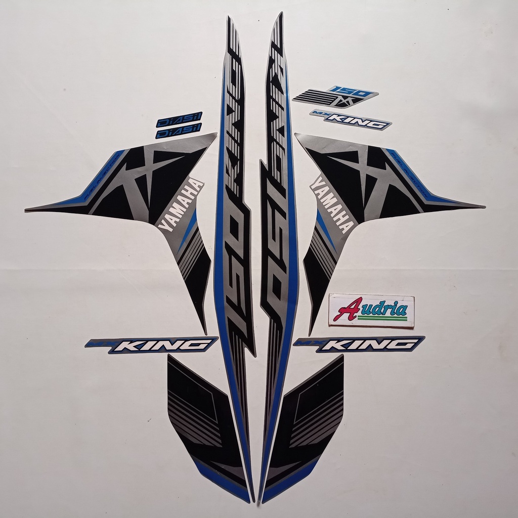 Striping lis body motor Yamaha jupiter mx king 2017 full silver-biru