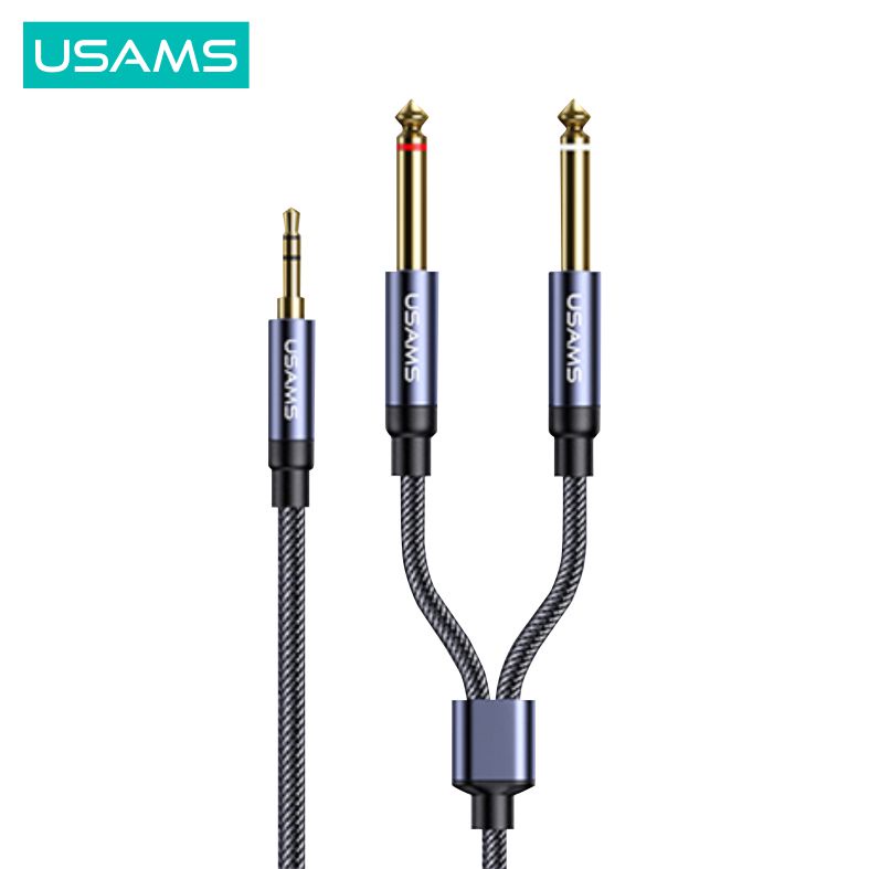 USAMS Kabel Aux Audio 3.5mm to Dual 6.5mm Aluminium Alloy