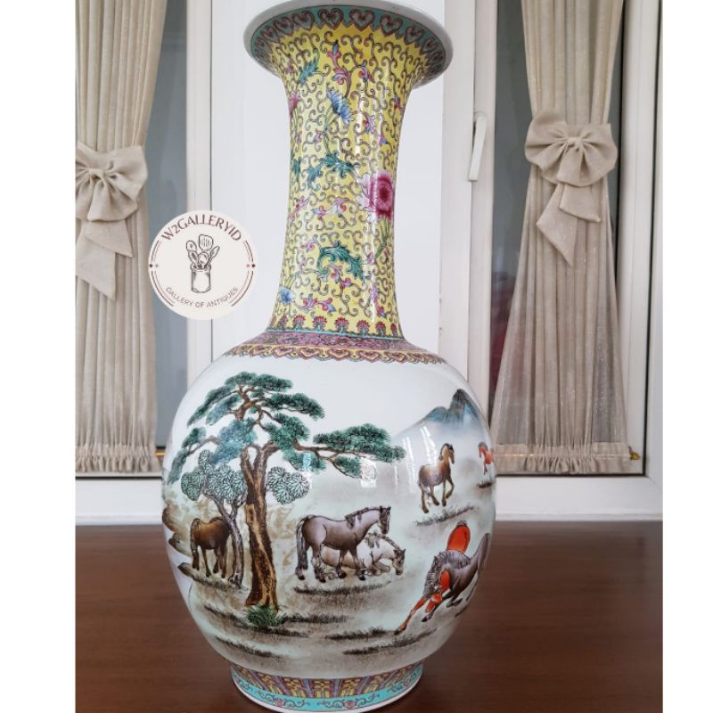 Vase vintage family rose/vas antik porcelain/guci antik cina import/guci pajang keramik