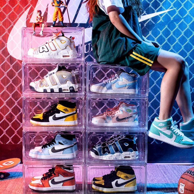 KOTAK SEPATU TRANSPARANT ABS SIDE DOOR / TEMPAT SEPATU / KOTAK PENYIMPANAN SEPATU BESAR / RAK SEPATU