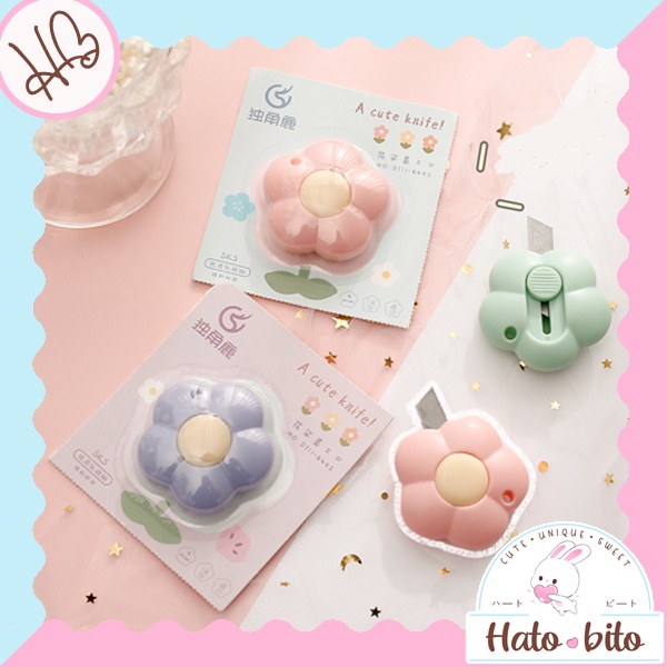 

Cutter mini estetik pisau pemotong kertas untuk buka paket parcel vlog unboxing cutter cute lucu HB1237