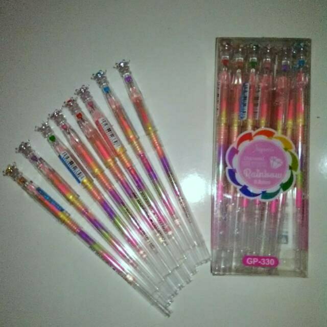 

Pulpen gel mahkota rainbow