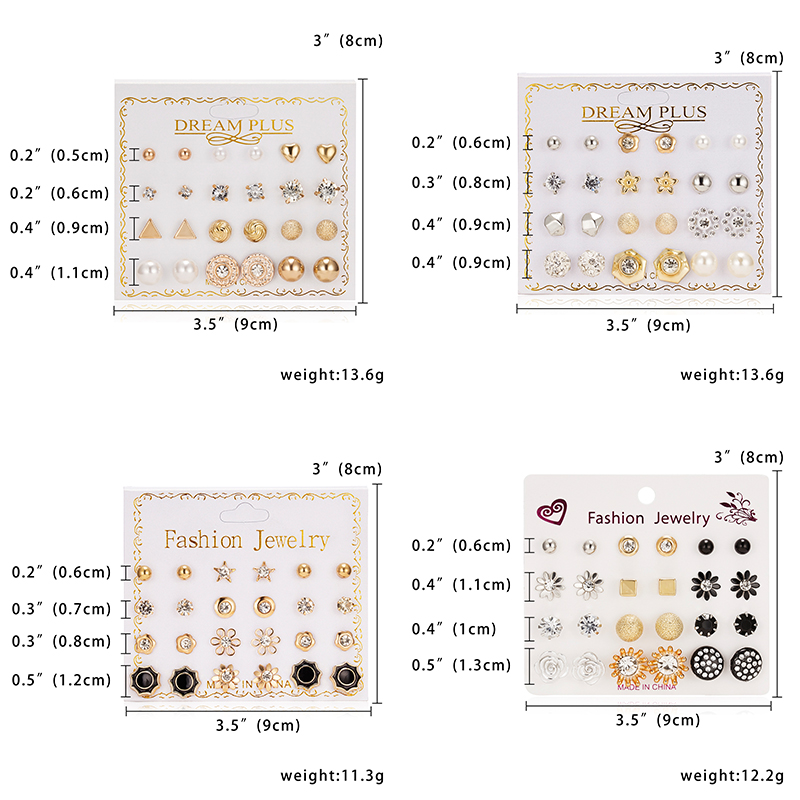 12 Pasang Anting Stud Mini Bahan Zirkon Gaya Korea Untuk Aksesoris Perhiasan