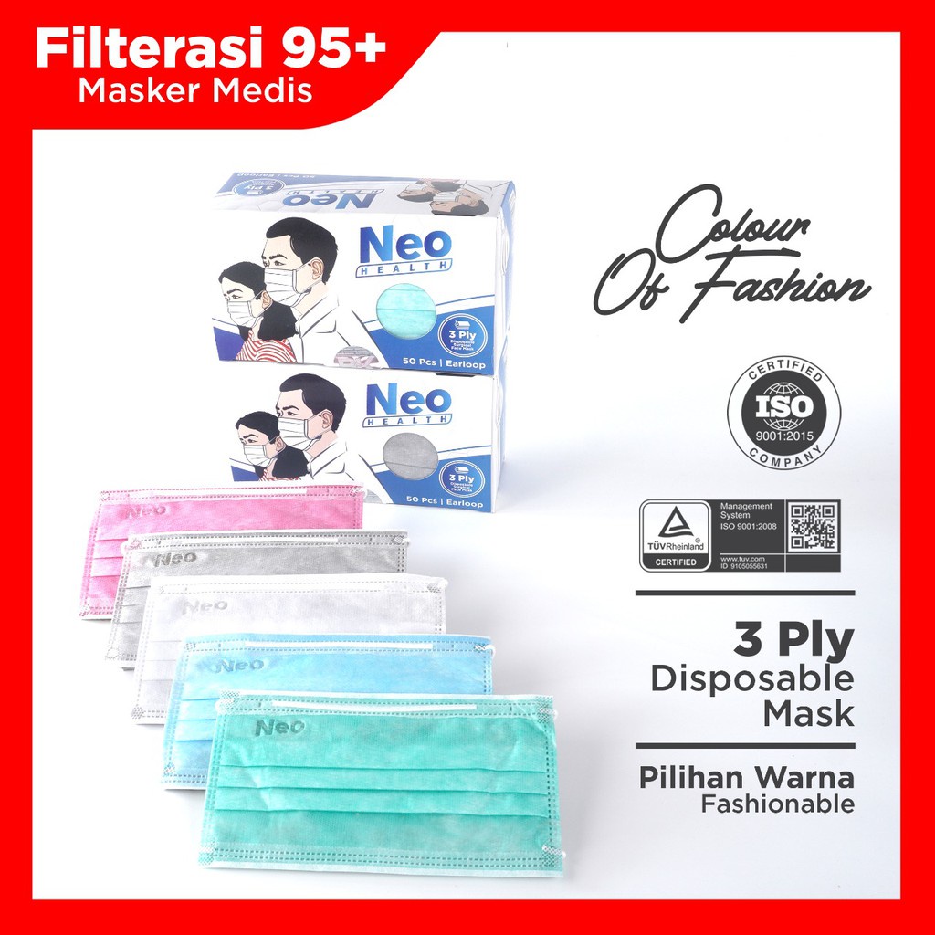 ⭐ BAGUS ⭐ NEO MASK | Masker Neo Medis Modis  Budget | Neo Medis Earloop 3Ply Isi 40 Sheets