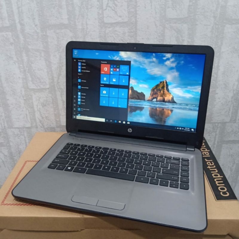 Laptop HP 14  AMD A8-7410 Amd Radeon R5 Graphic Ram 4GB HDD 500 GB Full aplikasi Siap pakai  Windows 10