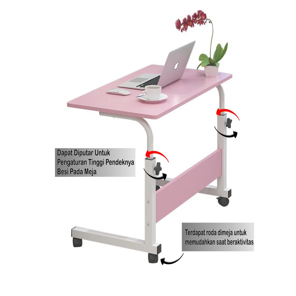 Meja Laptop Roda Lipat Portable Standing Desk Adjustable