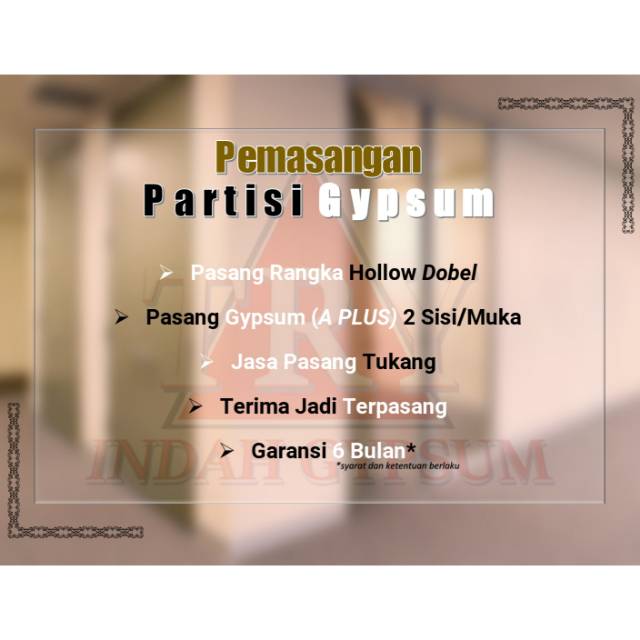 JASA PASANG Partisi Gypsum (Aplus) Rangka DOBEL - Bisa Request Desain Model Plafon