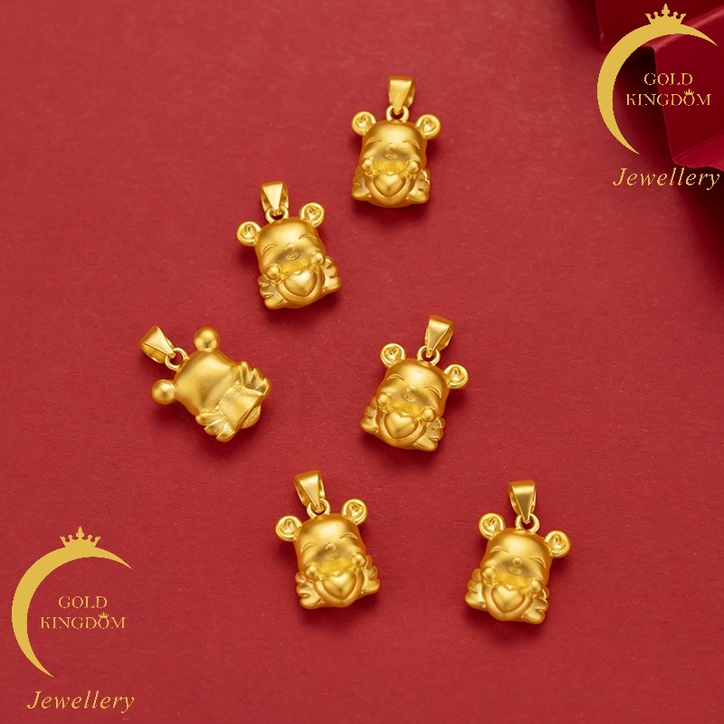 Kalung Klavikula Hias Liontin Beruang Emas Asli Kadar 375Gaya Korea Untuk Wanita