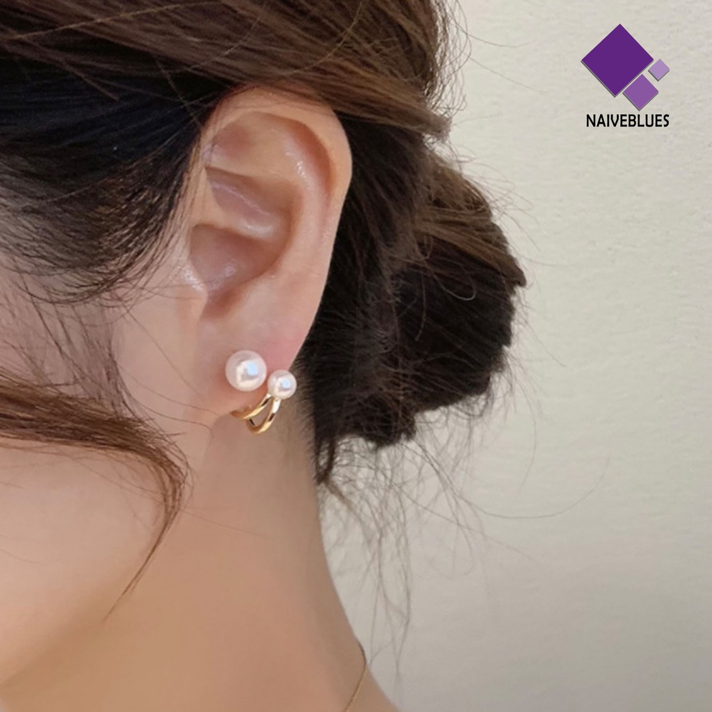 1 Pasang Anting Stud Hias Mutiara Imitasi Untuk Wanita