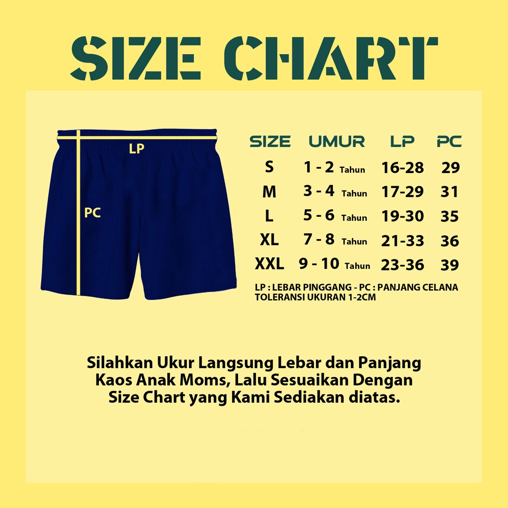 CELANA ANAK OBLONG CELANA KOLOR KIDS 1-10 TAHUN KATUN COMBED S M L XL XXL TERMURAH POLOSAN BASIC CELANA PENDEK SIGN CLOTH