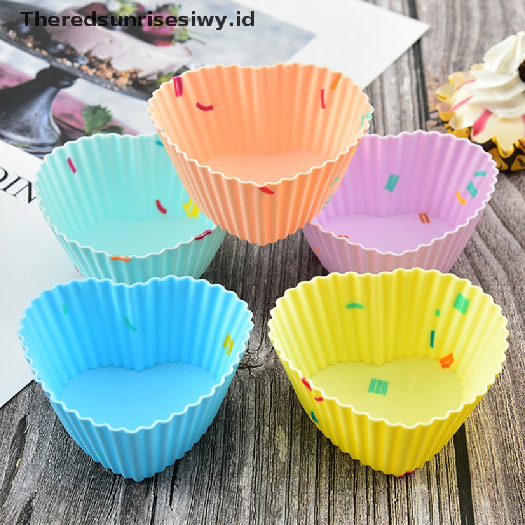 # Alat Rumah Tangga # 1 / 5pcs Cetakan Kue Muffin Bentuk Hati Bahan Silikon