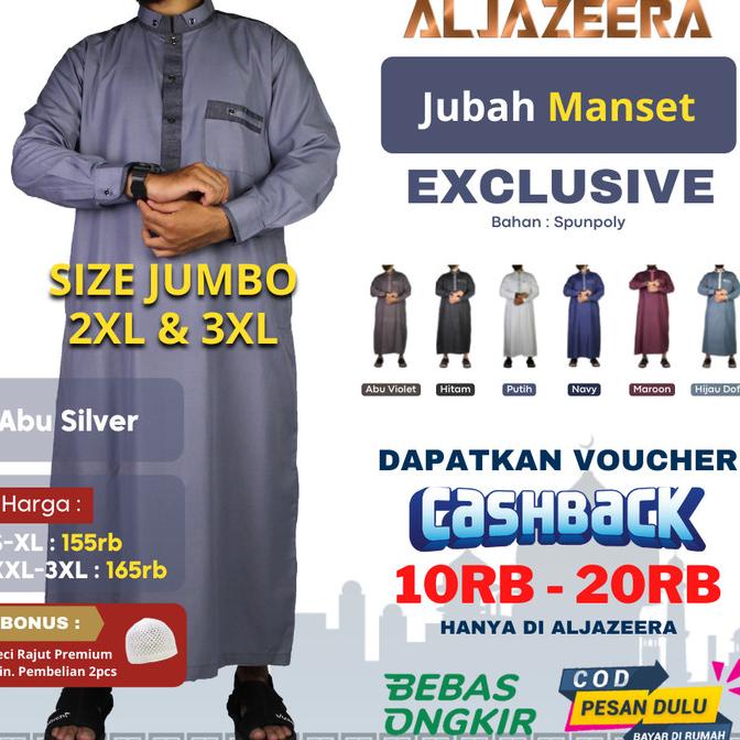 Jubah Muslim Pria Saudi Dewasa Baju Gamis Pria Jumbo Size Xxl-Xxxl
