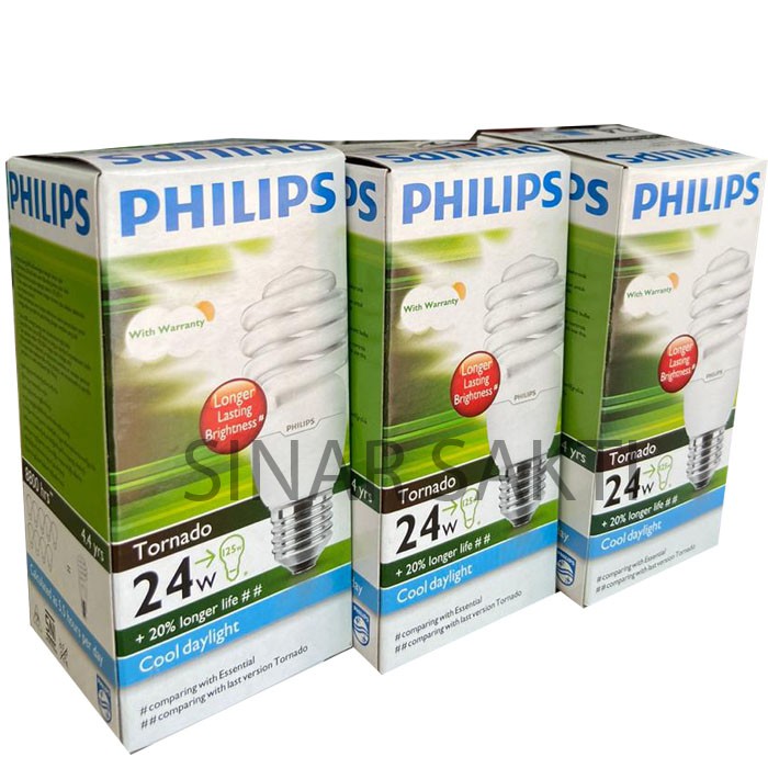 PHILIPS (BUNDLING 3 PCS) LAMPU TORNADO 24 WATT WW - CDL