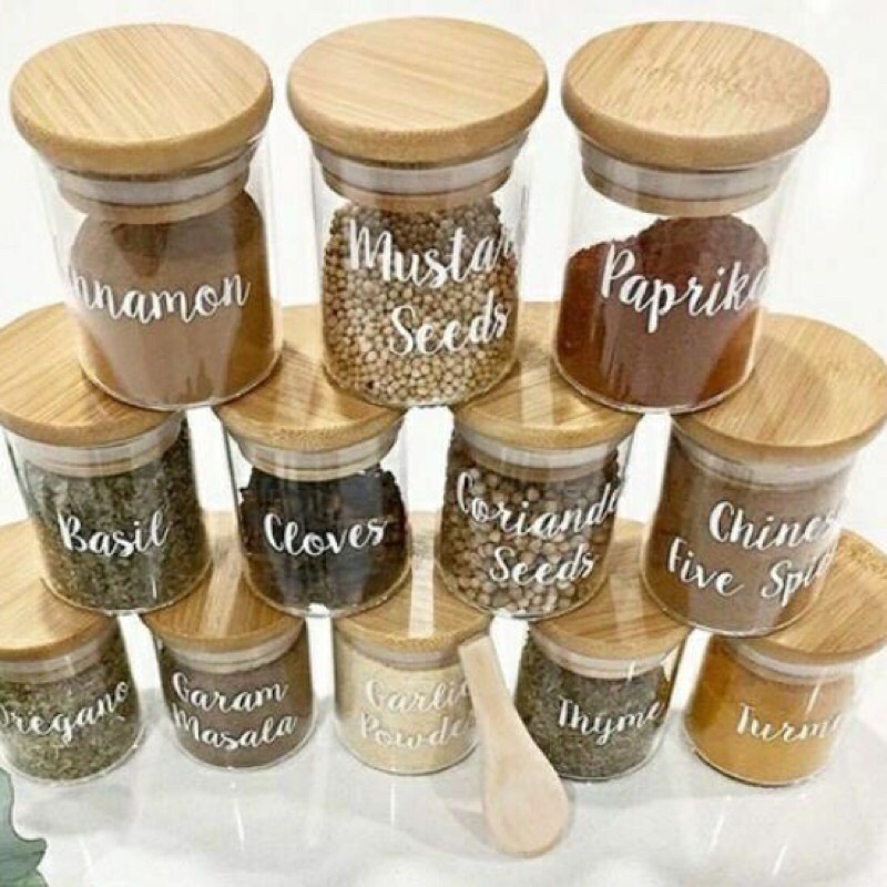 Botol Bumbu Kaca Tutup Kayu Kedap Udara