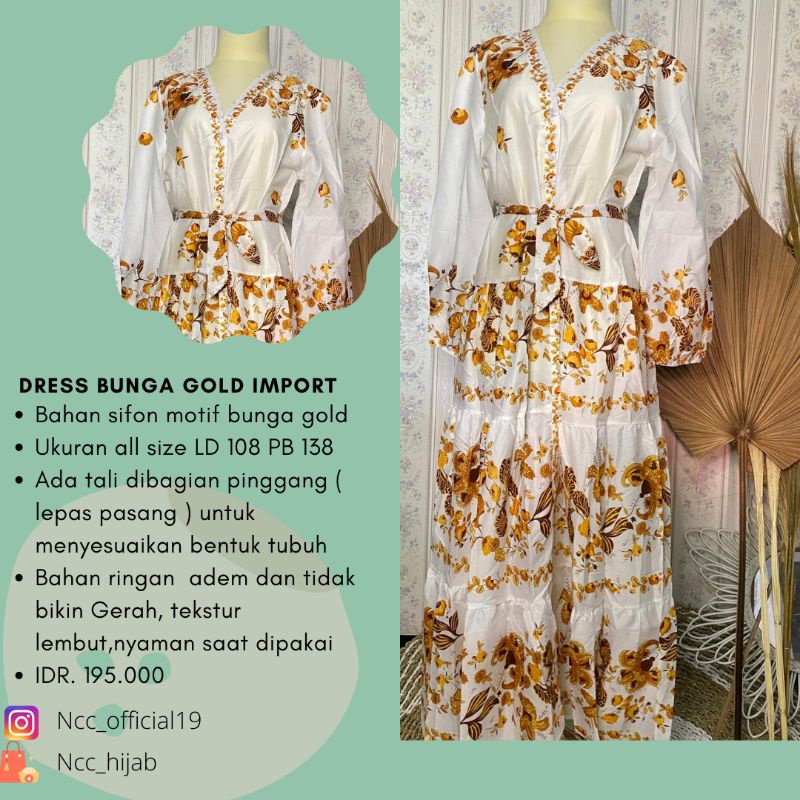 DRESS BUNGA GOLD IMPORT BANGKOK