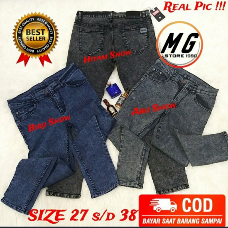 CELANA JEANS SOFT PRIA DENIM STREET PENSIL MURAH SNOW