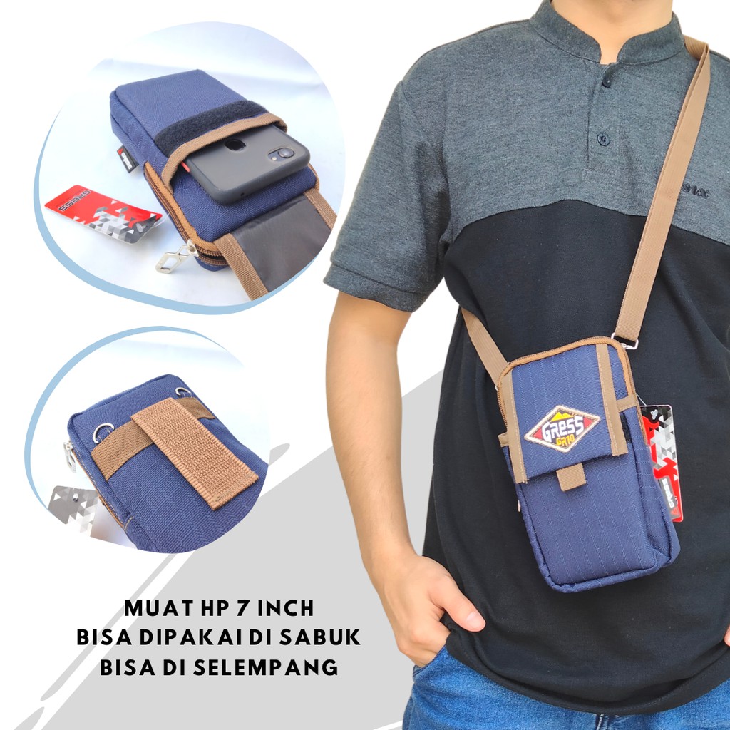 Tas Selempang Pria Slempang Mini Hp Cowok Bahu Pria Slingbag Laki Distro Original Ori Terbaru