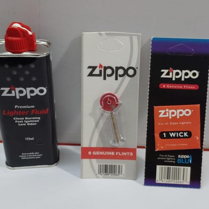minyak zippo + batu isi 6 butir + kapas zippo paket zippo lengkap