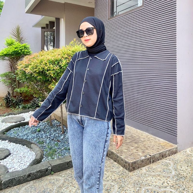 Cs ATASAN RIB RAJUT LENGAN PANJANG KERAH