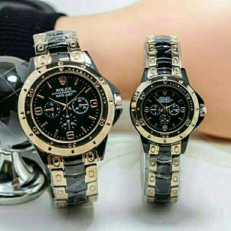 (Grosir)Jam Tangan Couple Rolex Strap Rantai Baut(Terima Cod)