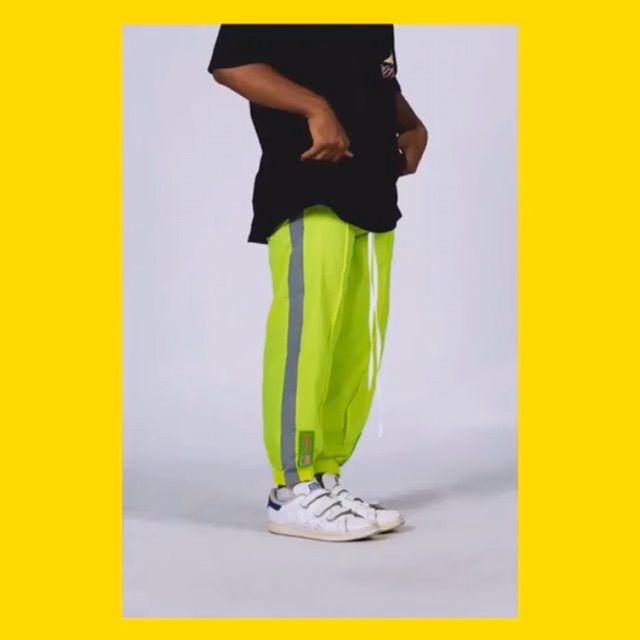 Nindito Neon Green Trackpants jogger new local brand Size L new celana pants hype streetwear unisex
