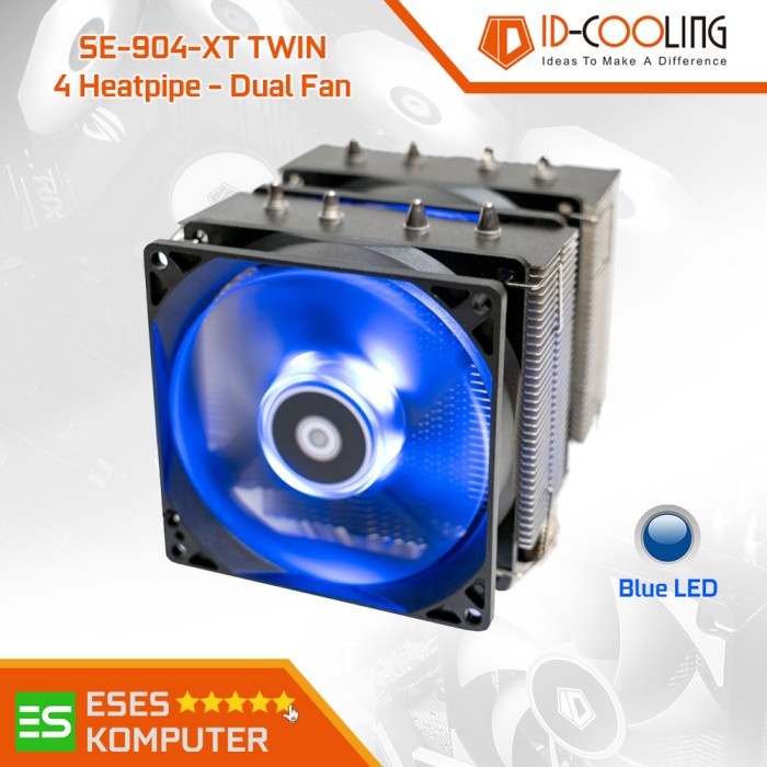 ID-COOLING SE-904-XT TWIN Blue LED 92MM AIR CPU Cooler HSF Intel / AMD