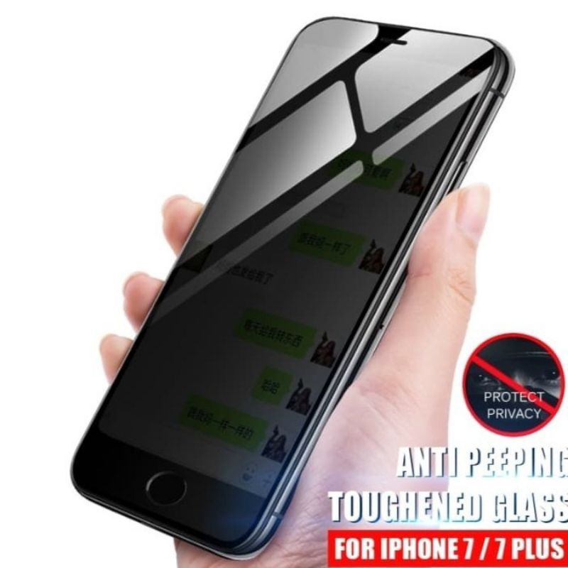 Tempered Glass Anti Spy iPhone 5 / 5S / 6 / 6S / 7 / 8 / 6+ / 6S+ / 7+ / 8+ / SE 2020 Anti Gores Anti Spy Privacy Full Layar