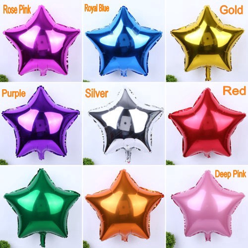 5pcs Balon Helium Foil Bentuk Bintang Ukuran 18 Inch Untuk Dekorasi Pesta Pernikahan