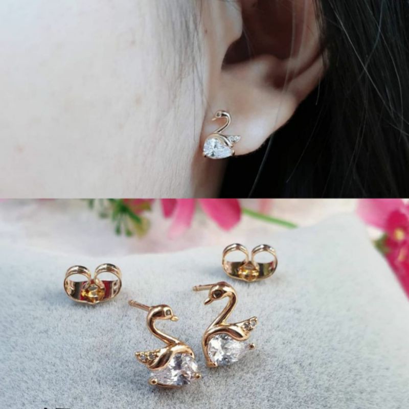 Anting Titanium Wanita Permata Anti Karat dan Anti Luntur