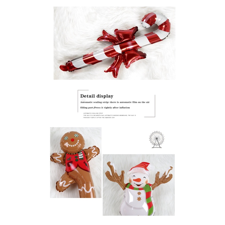 [24 Inch Aluminum Foil Christmas Inflatable Stick Handheld Balloon] [Cane Candy Elk Head Gingerbread Man Snowman Birthday Party Banquet Supplies]