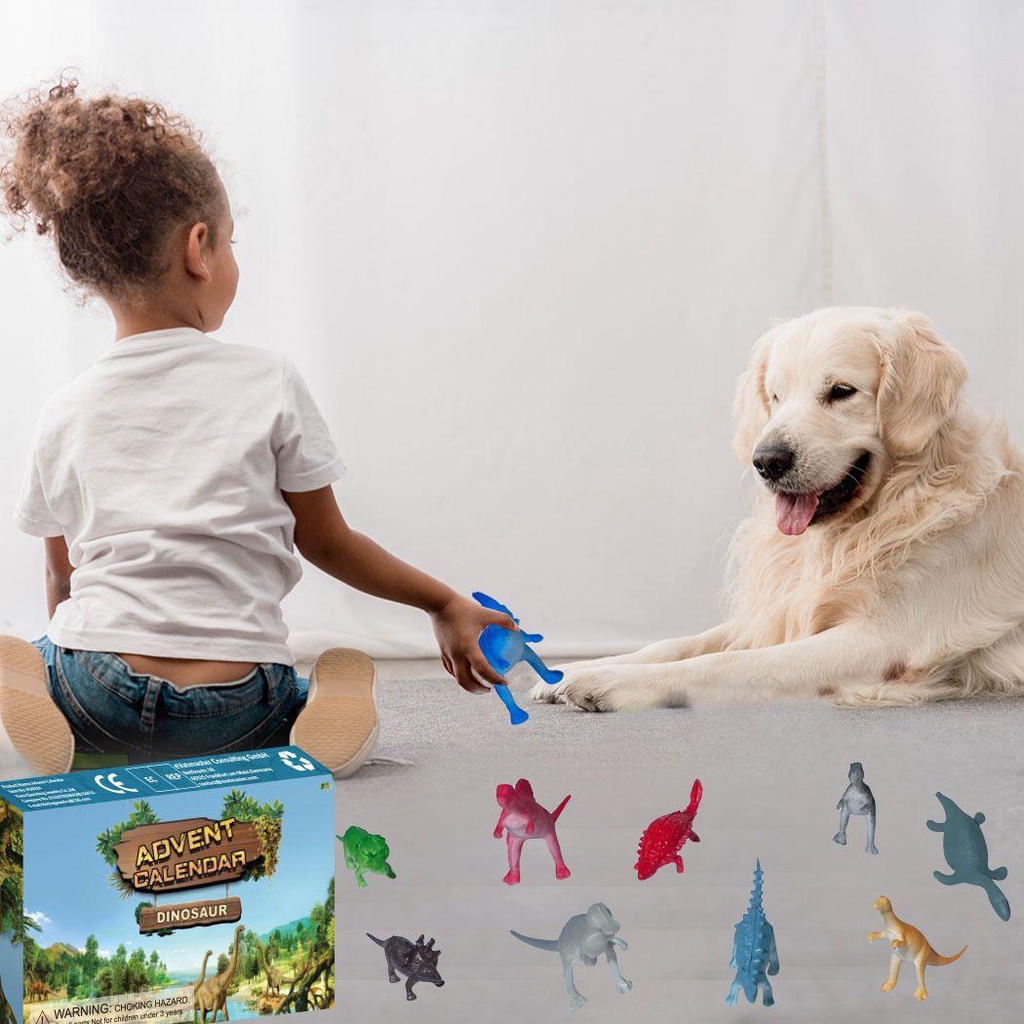 R-flower 24pcs Model Dinosaurus Gift Box Hadiah Natal Kalender Adven Mainan Edukasi Anak
