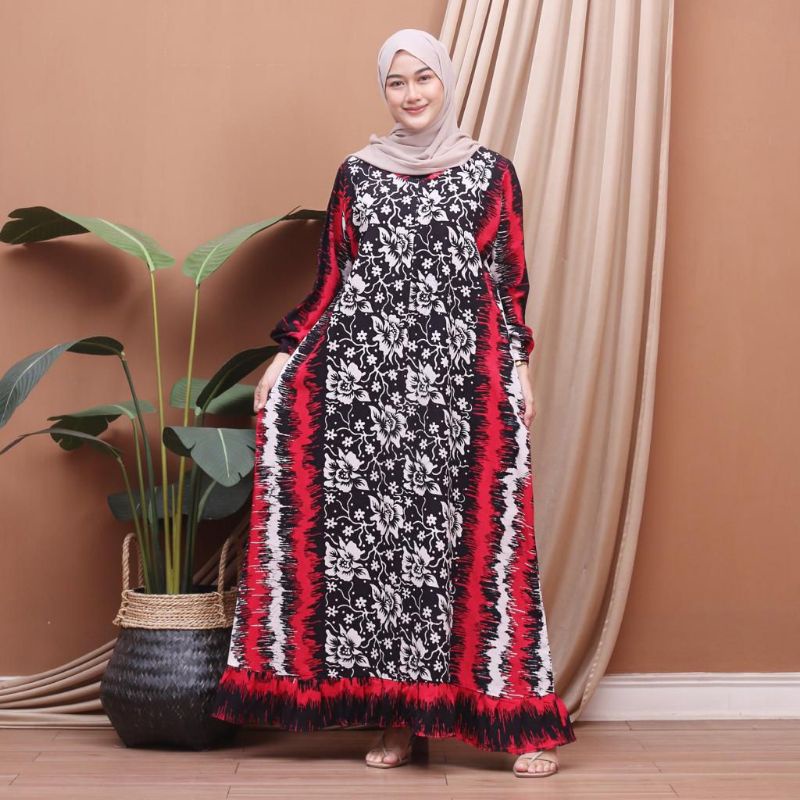 Gamis  KAFTAN black red,  kaftan Hitam HUSEIN HSB