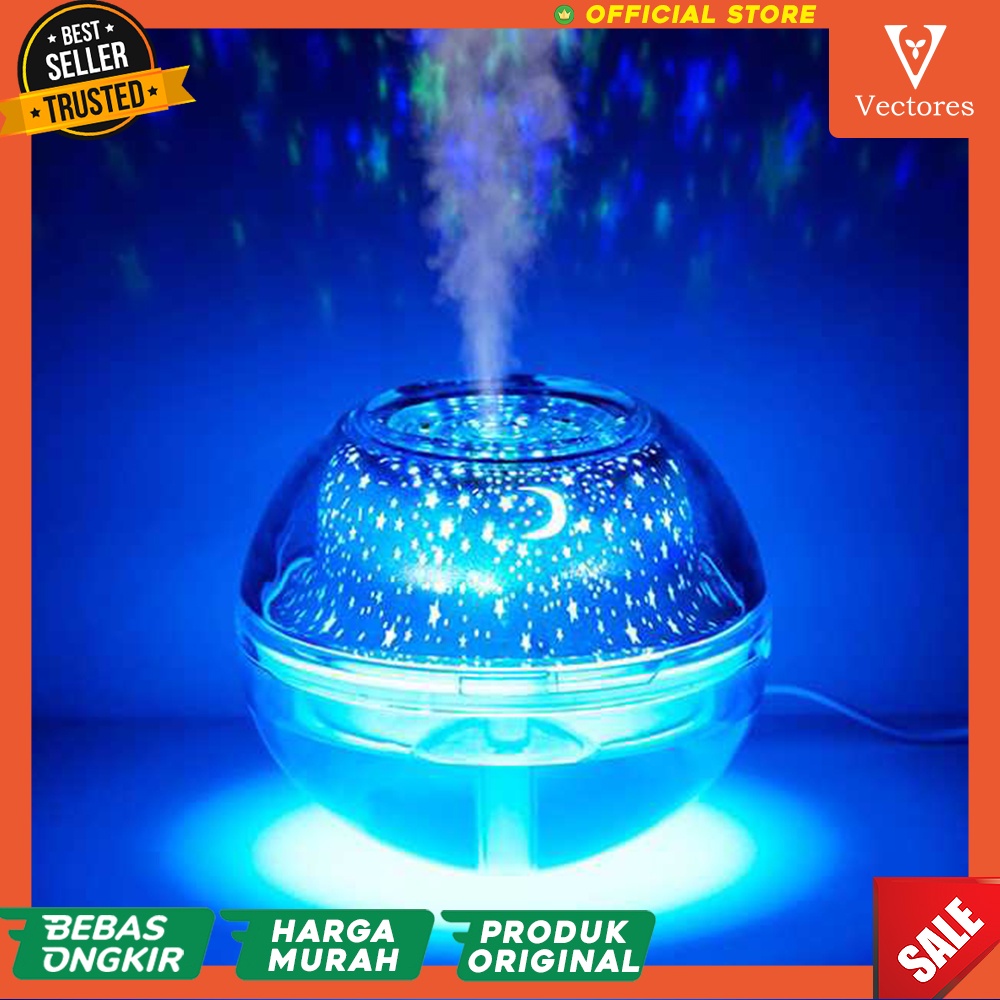 Air Udara Uap Pelembab Humidifier Purifier LED Projection Lamp 500ml