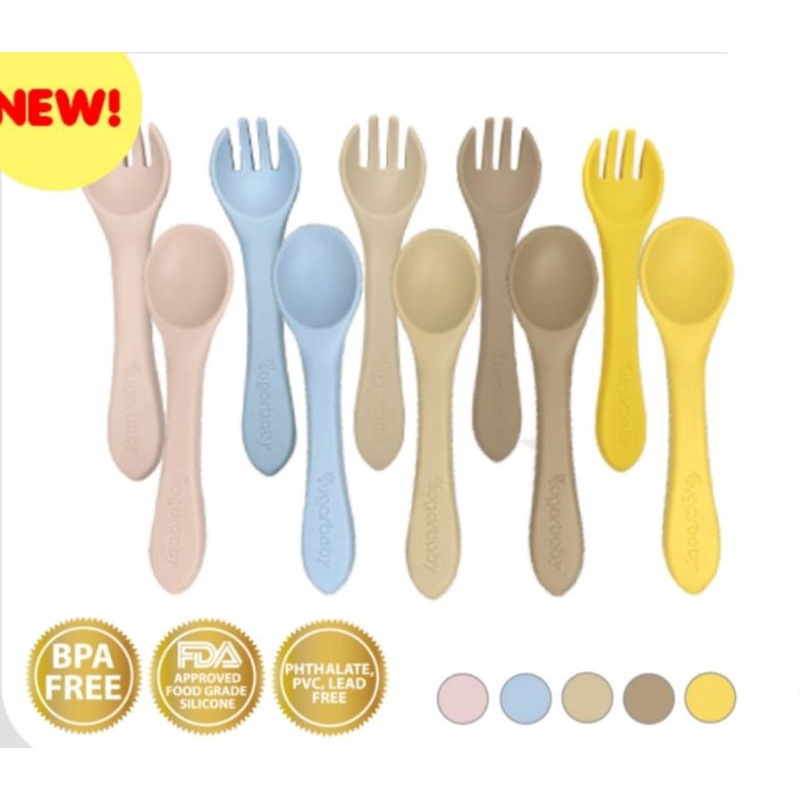 Sugarbaby silicone spoon fork nature series sendok garpu bayi