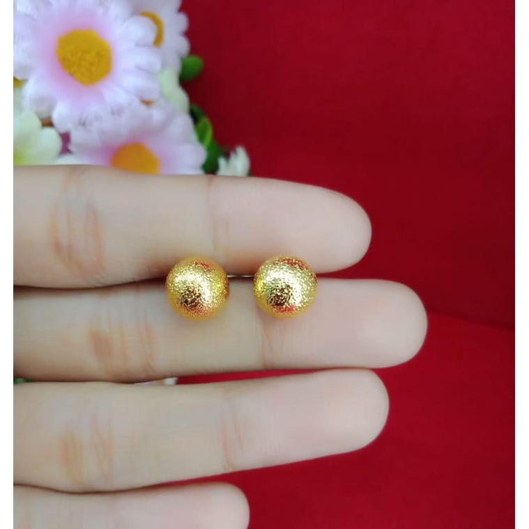 Anting tusuk emas muda aksesoris perhiasan wanita dewasa emas muda kadar rendah kadar 35%