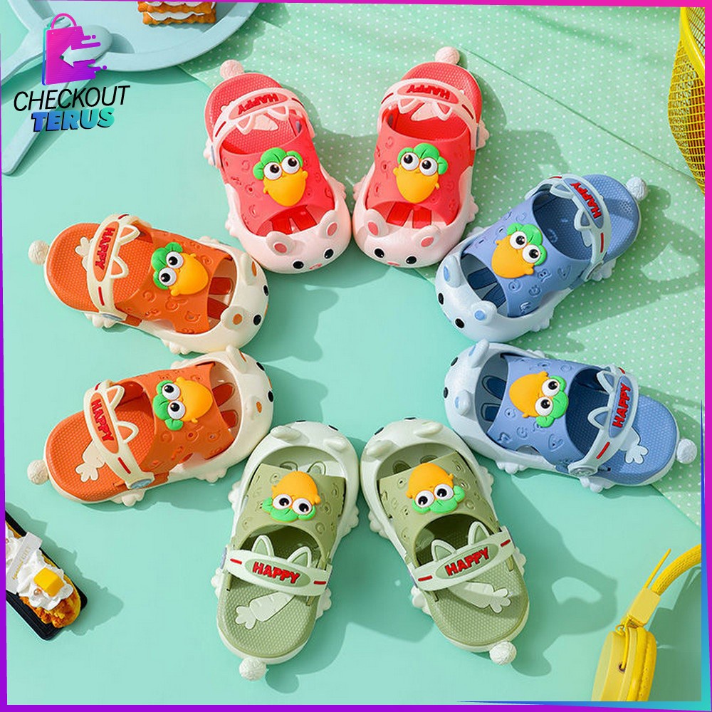 CT S44 Sandal Selop Tali Belakang Anak Motif Kelinci Wortel Lucu Anti Slip Bisa Dipakai Cewek Cowok Slippers Baim Kekinian