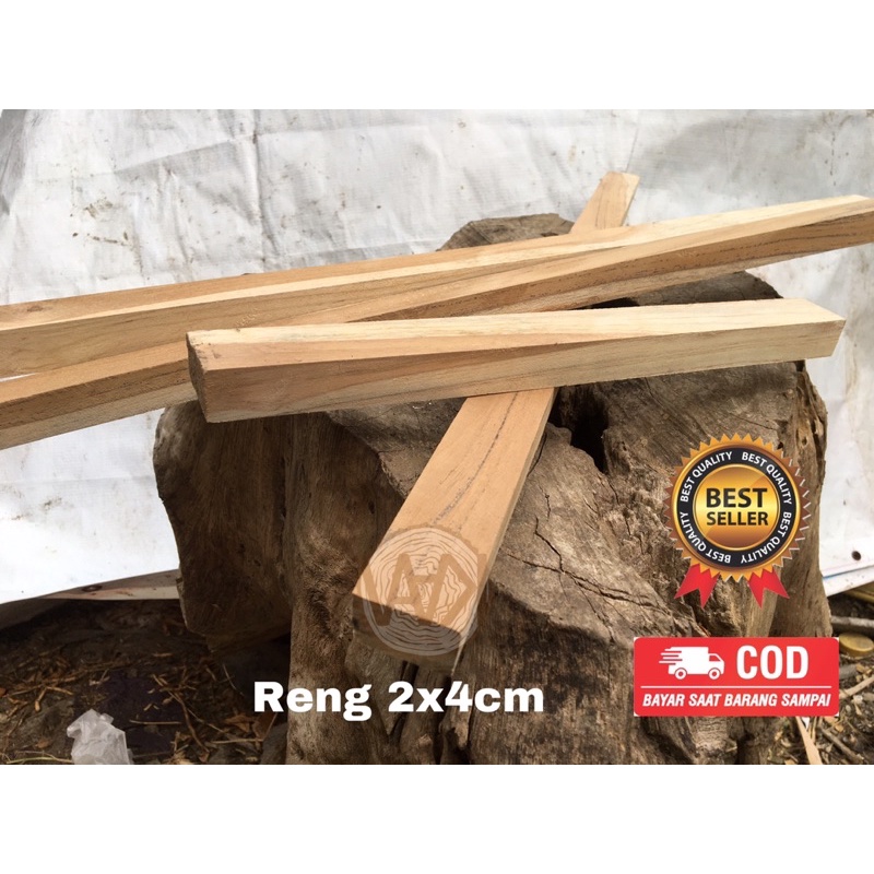 kayu reng lish stik jati solid 2x4 panjang 1 meter kayu balok kayu kaso jati solid bukan jati belanda termurah terlaris