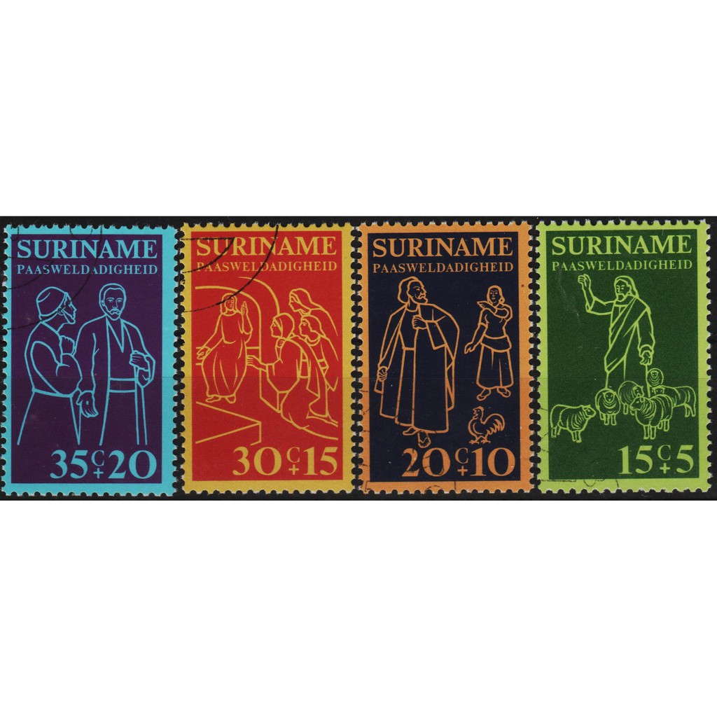 

Perangko Filateli A4-139 suriname VFU 4v 26.03.1975 easter charity