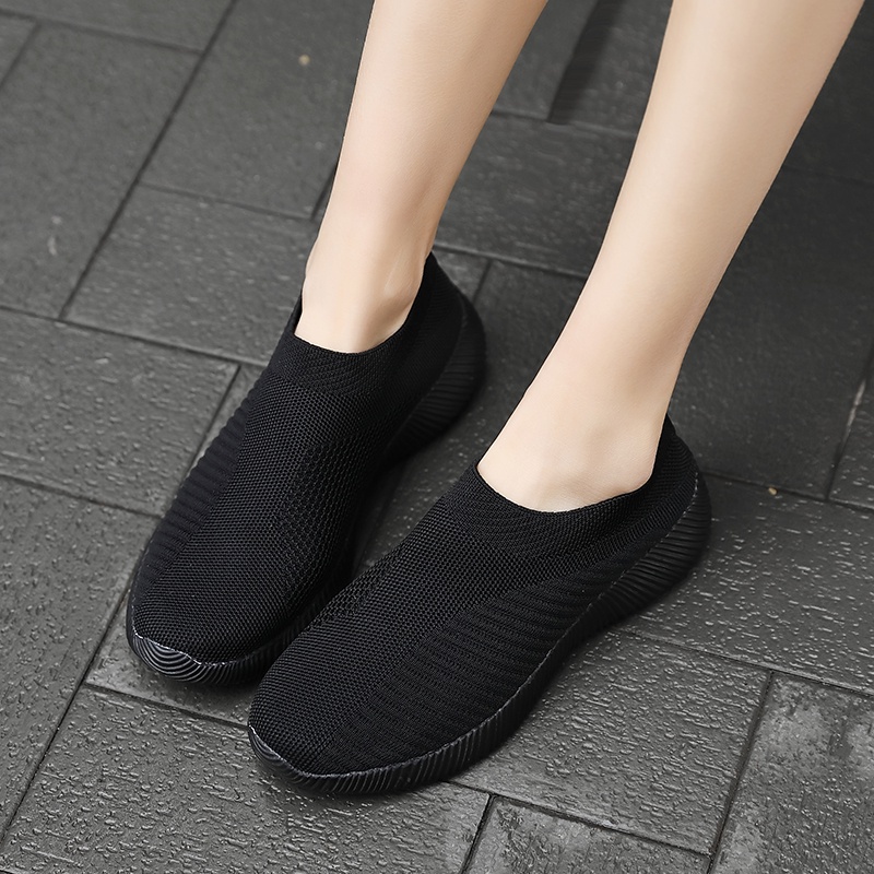 QINGSHUI Sepatu Kets Slip on Wanita Berkualitas Tinggi,Sepatu Wanita Model Terbaru,Bernapas Sepatu Lari Wanita Nyaman,Wanita Kaus Kaki Sepatu Datar Sepatu Wanita