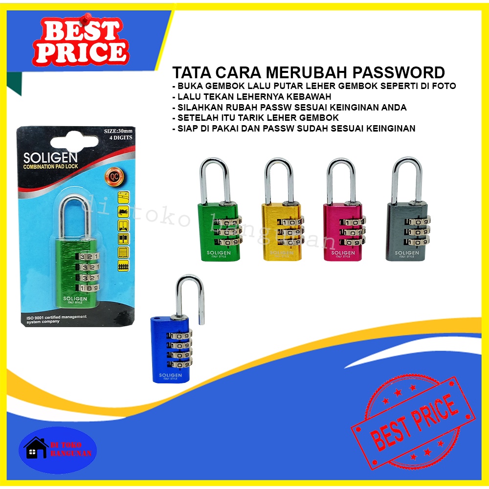 Gembok Nomor Kecil Gembok Pin Digital Gembok Koper Pin Dapat Diubah