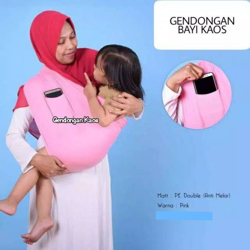 Bundara.id Ge-956 Size L Gendongan bayi anti ribet 2in1 Geos instant + kantong Gendongan kaos