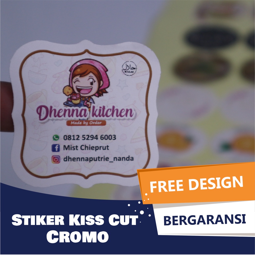 

Cetak Stiker Chromo Bontax Label Kemasan Makanan Minuman Hijab Nama Olshop Custting Kiss Cut - Custom