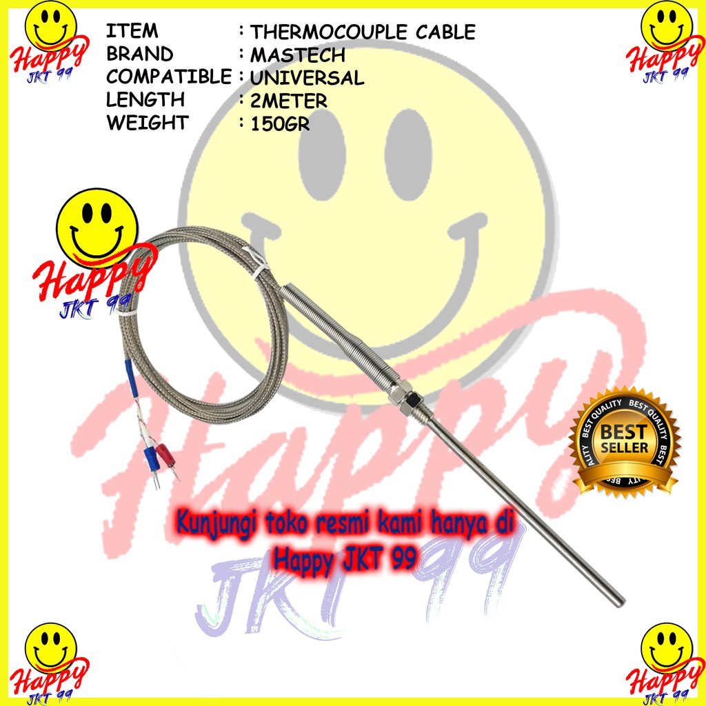 [ HAPPY JKT 99 ] KABEL K TYPE THERMOCOUPLE TEMPERATURE SENSOR STAINLESS PROBE 10CM