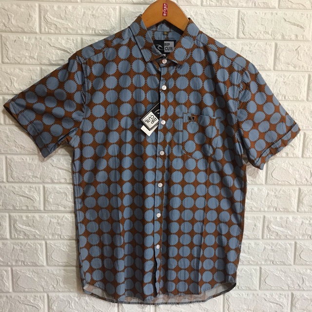 KEMEJA PRIA PENDEK PRINTING BIRU || RIPCURL