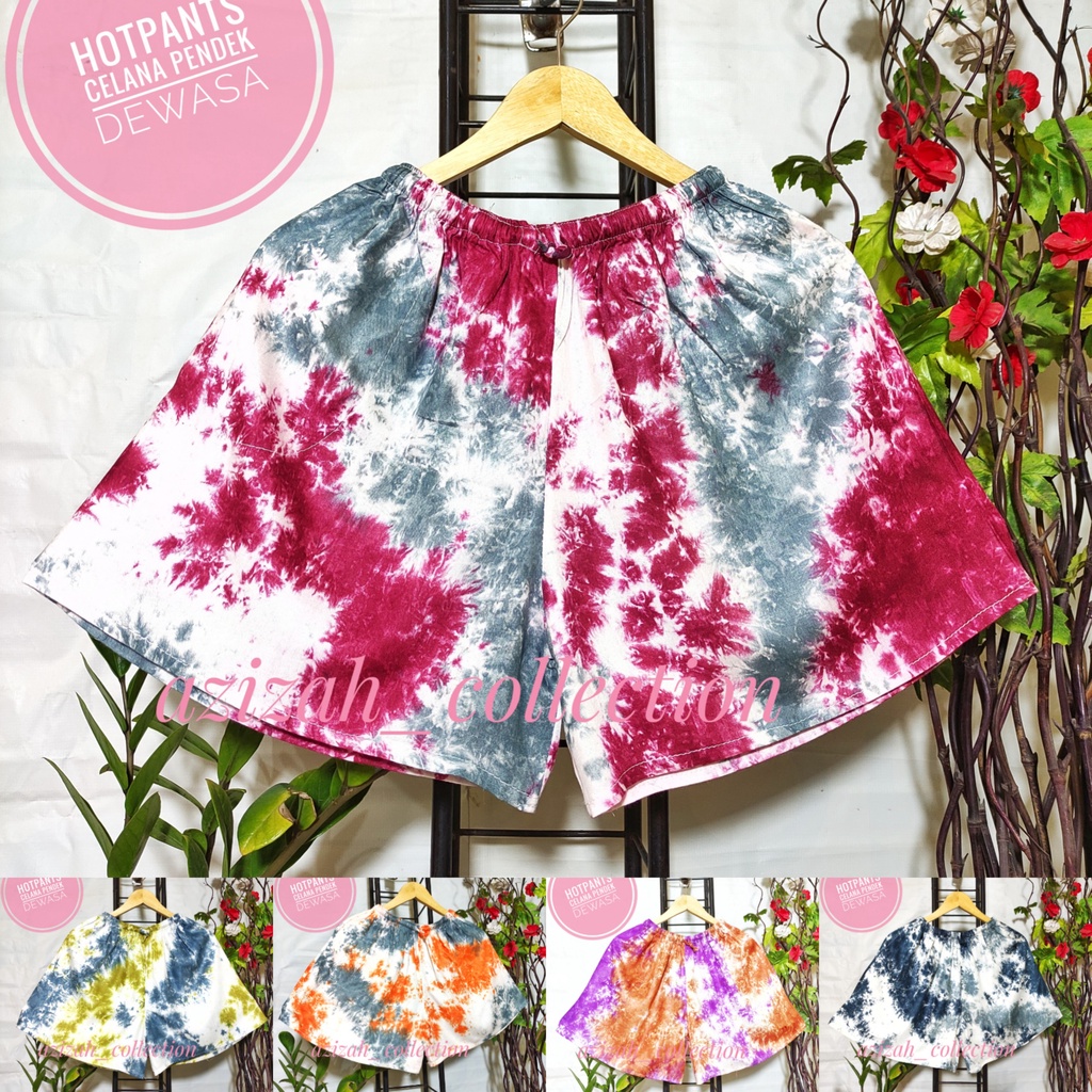 Hot Pants Celana Pendek Wanita Jumbo Tie Dye Bahan Rayon