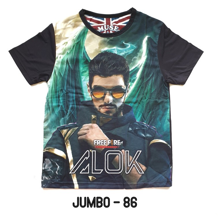 Furo Jumbo Kaos Anak Laki size 16 18 20 motif Free Fire Alok Hayato